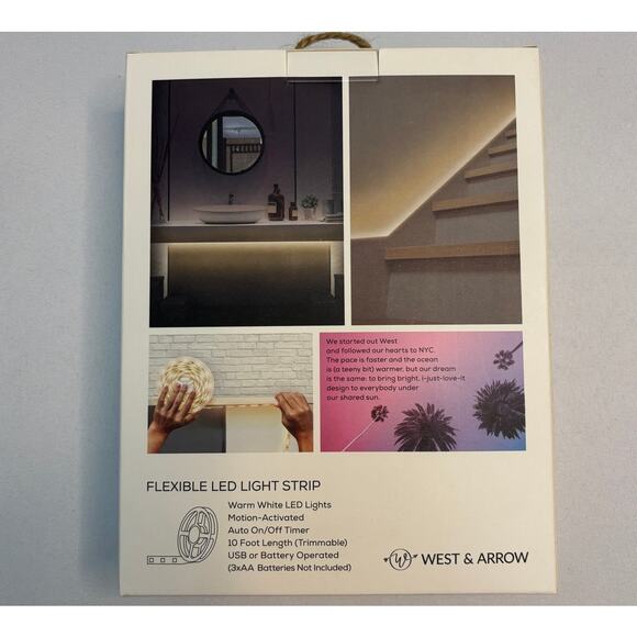 WEST & ARROW Motion Activated  LED Flexible 10' Light Strip USB or Battery | NEW - Picture 5 of 7